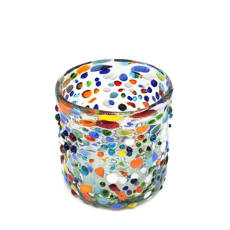 Ofertas / vasos DOF 8oz Confeti granizado, 8 oz, Vidrio Reciclado, Libre de Plomo y Toxinas / Deje entrar a la primavera en su casa con ste colorido juego de vasos. El decorado con vidrio multicolor los hace resaltar en cualquier lugar.